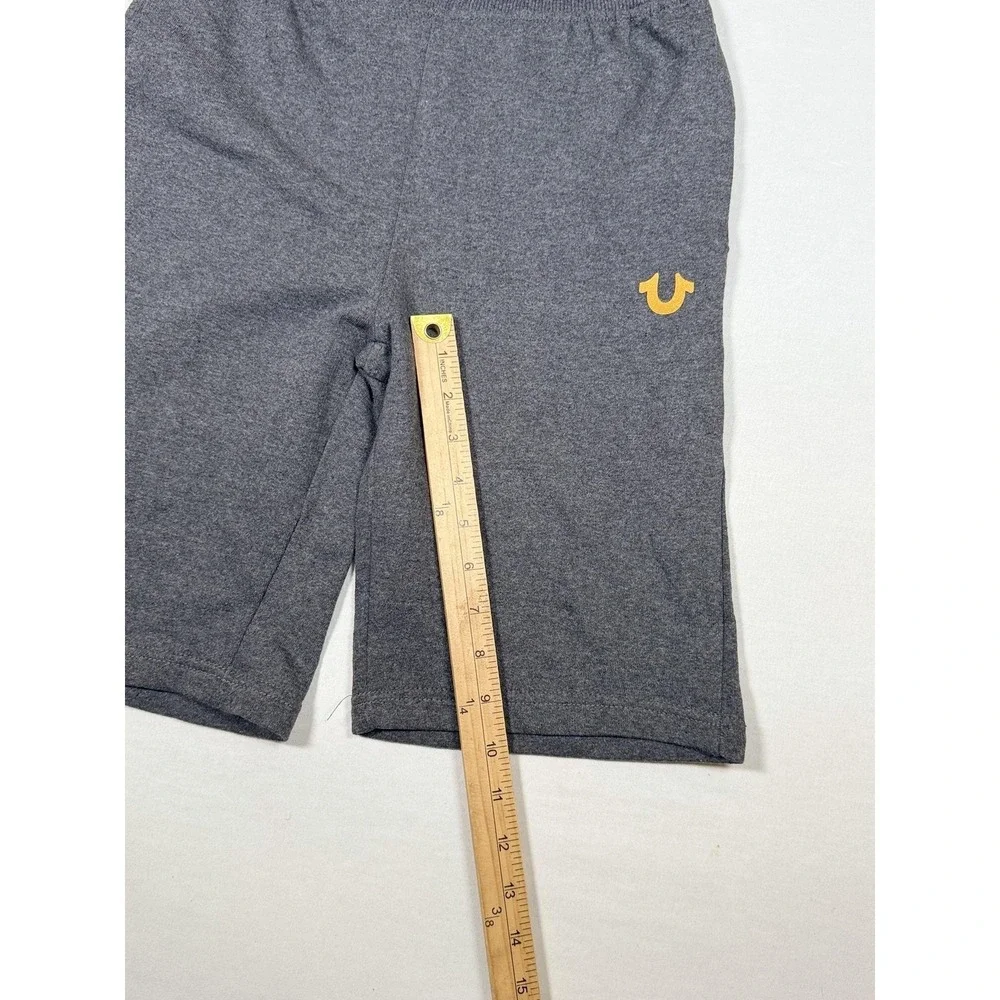 True Religion Shorts Mens Small Gray Fleece Sweat Drawstring Logo Athletic